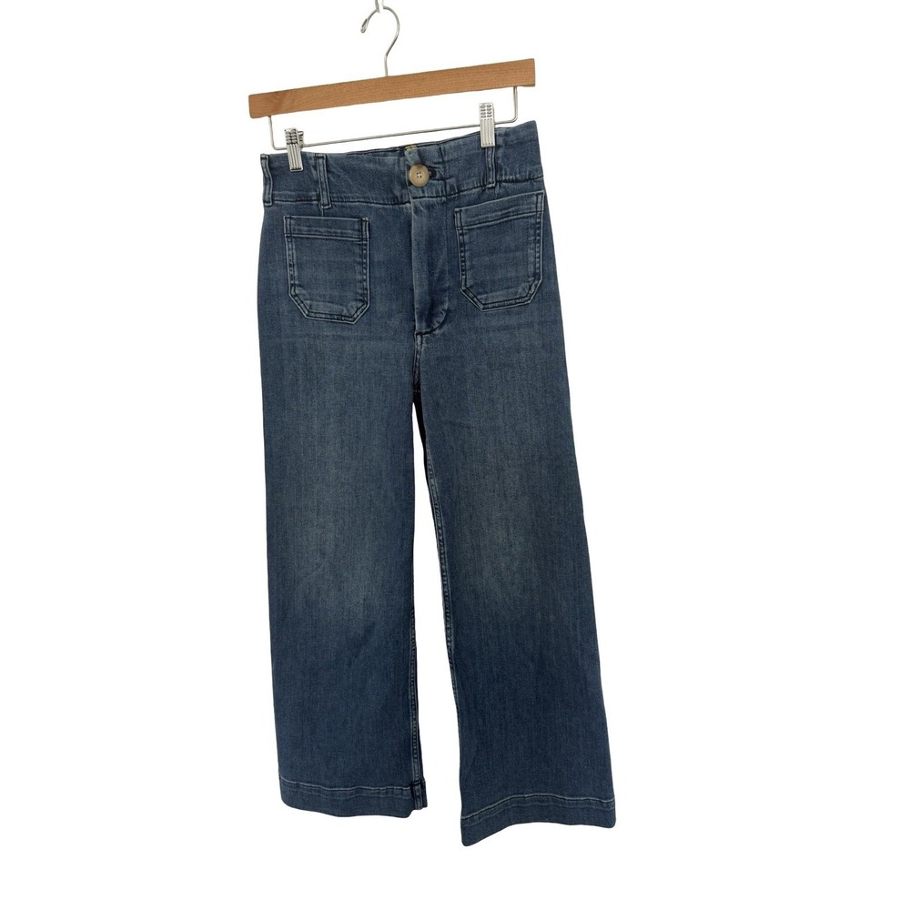 Anthropologie Maeve The Colette Cropped Wide-Leg Jeans Blue Denim Size 26